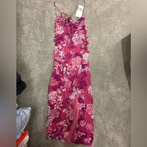Zara Pink Floral Strappy Dress